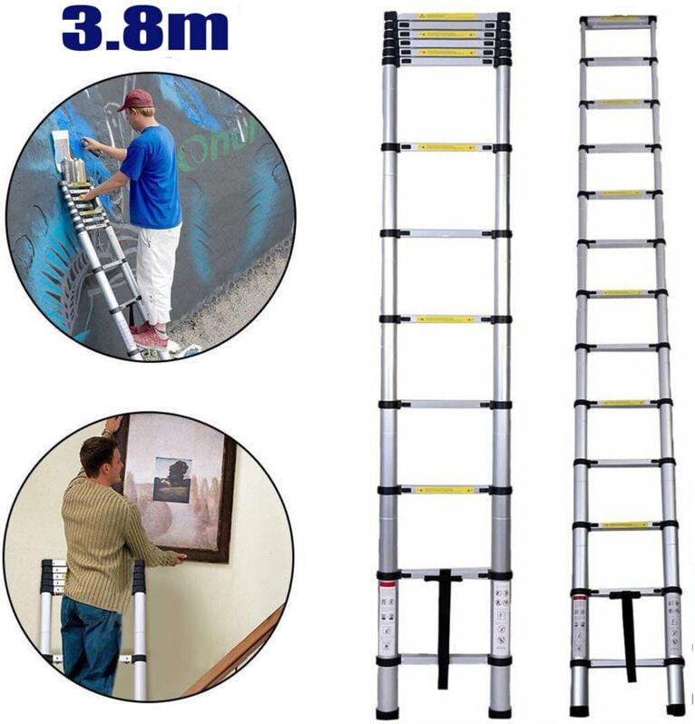 3,8m Teleskopleiter Stehleiter Leiter Anlegeleiter Mehrzweckleiter Alu Ladder
