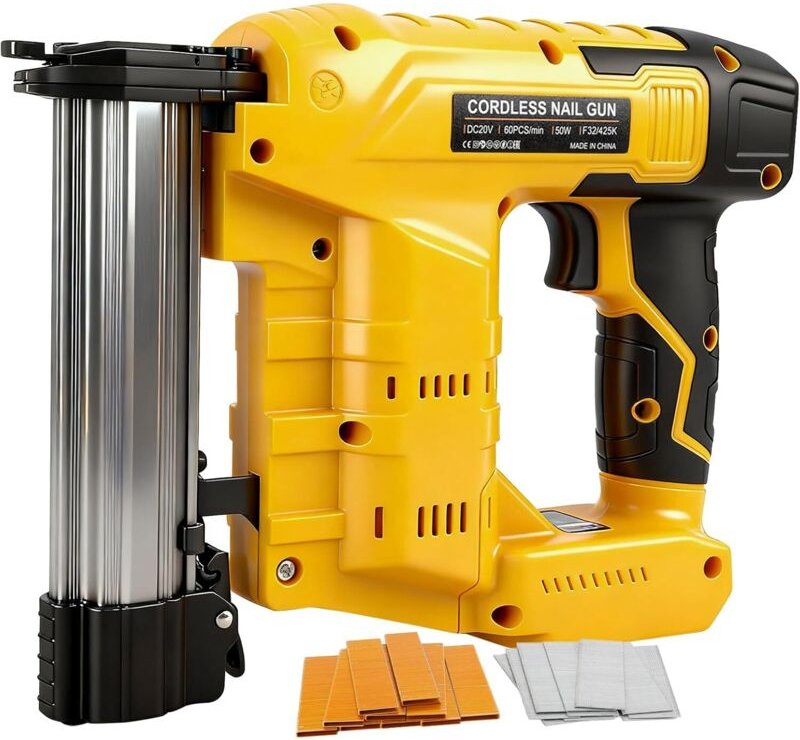 Verbesserter 18GA-Akku-Nagler, kompatibel mit dem Dewalt 20V-Akku, bürstenloser Elektrotacker mit 1000 Nägeln und 1000 K...