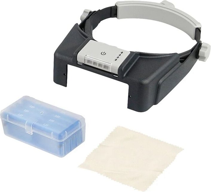 Lupenbrille mit 4 LED-Leuchten, 1,5-fach, 2-fach, 2,5-fach, 3,5-fach, beleuchtet, zum Lesen