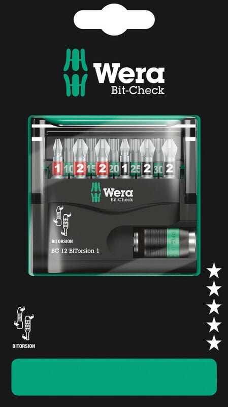 Bit-Check 12 BiTorsion 1 sb, 12-teilig 05136385001 Rapidaptor Torx - Wera