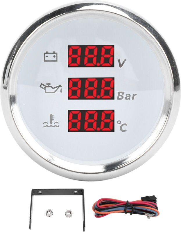 Digitales Wassertemperatur-/Öldruck-/Spannungsmessgerät, digitales Voltmeter/Öldruck-/Wassertemperaturmessgerät 52 mm 9-...