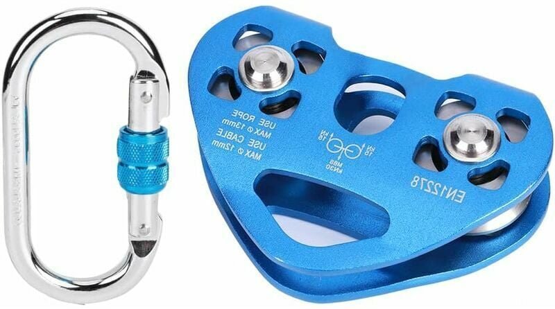 Kletterrolle, herzförmiges Zipline-Trolley-Set, Karabiner, Doppel-Tandemrolle mit O-förmigem Karabiner zum Klettern