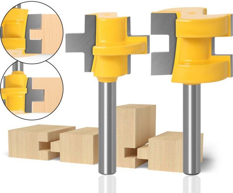 Set aus 2 Nutmessern, quadratisch gezahntes T-förmiges Messer, zum Zapfenschneiden in Holz und Erde (6 mm Schaft)