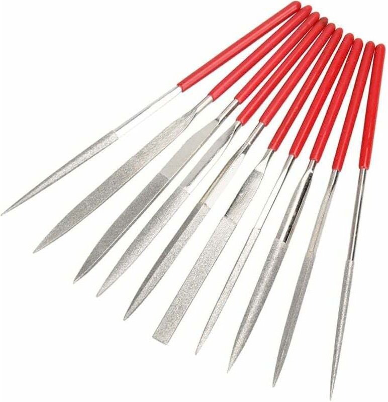 10-teiliges Mini-Diamant-Nadelfeilen-Set mit 2 mm Schaft, 100 mm Diamant-Mehrzweckfeilen-Set, Metallfeile für die Holzbe...