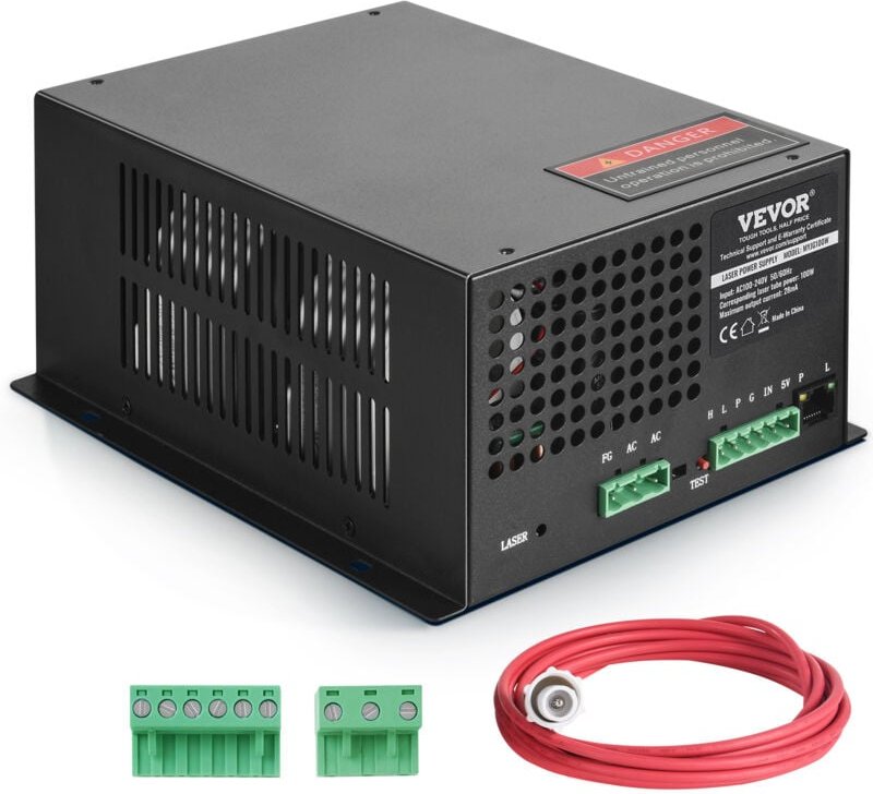 VEVOR CO2-Lasernetzteil, 100 W, Netzteil für 100-W-Laserröhre, Konstantstromschutz, Leerlaufschutz, schnelle Wärmeableit...