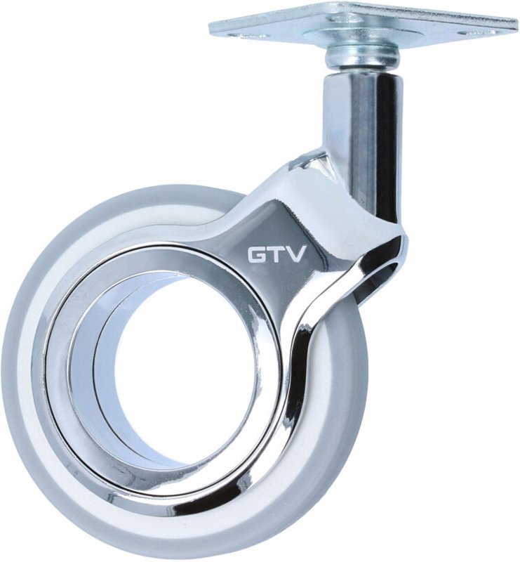 Ms Beschläge - Möbelrolle Chrom glänzend bodenschonend Lenkrolle Laufrolle Grau ø 75mm Rolle