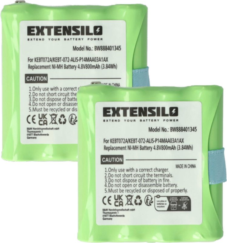 Extensilo - 2x Akku kompatibel mit Motorola TLKR-T3, TLKR-T4, TLKR-T5, TLKR-T6, TLKR-T7 Funkgerät, Walkie Talkie (800mAh...