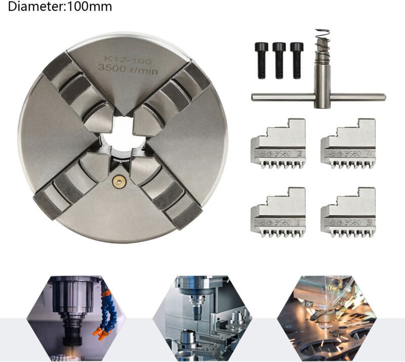 100mm 4 Backenfutter Vierbackenfutter Drehbank Chuck Selbstzentrierendes Spannfutter Vierbackenfutter für Gewöhnliche Dr...