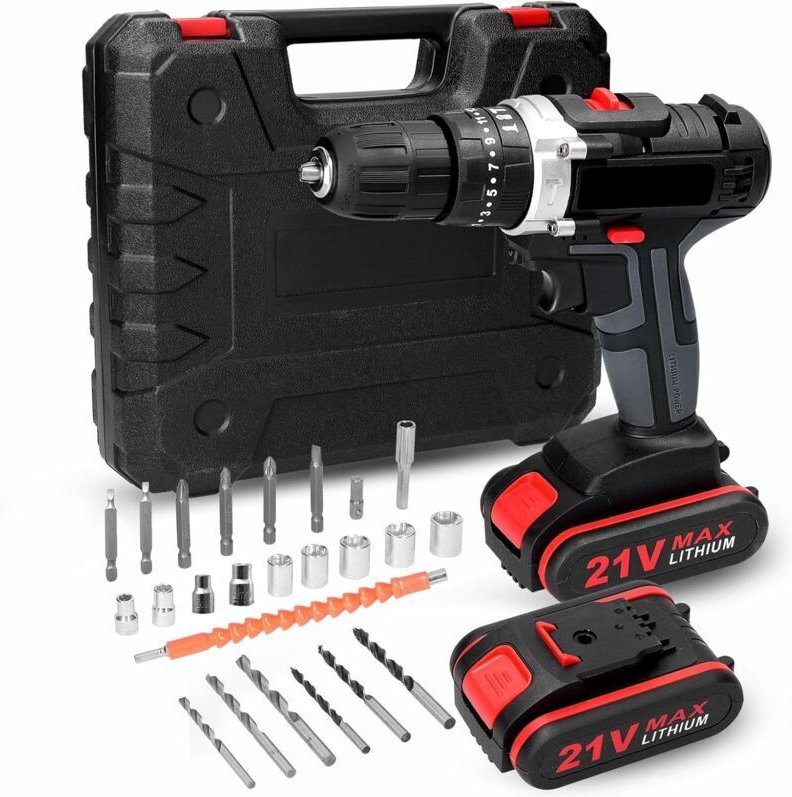 Vtizikl Perceuse Visseuse Sans Fil 21V, Visseuse Devisseuse avec 2 Batteries, 30Nm Percussion, 25+3 Réglages de Couple, ...