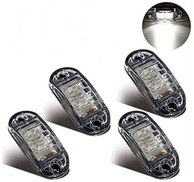 LED-Seitenmarkierungsleuchten, Positionsleuchten Universal 12V 24V Anhänger, LKW, Wohnwagen, Bus (4 Stück, Weiß)