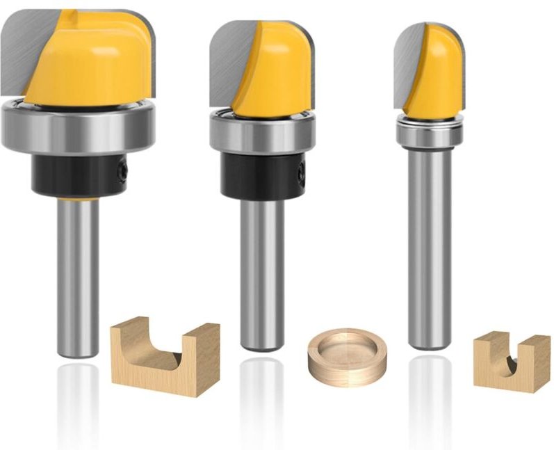 3-teiliges Rundfräser-Set für Holz, 8-mm-Hartmetallfräser, Fräser für Weich- und Hartholz, Spanplatten und MDF