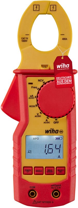 Wiha - Strommesszange bis 1.000 v ac, cat iv inkl. 2x AAA-Batterien i mit Taschenlampenfunktion i LCD-Anzeige (45219)