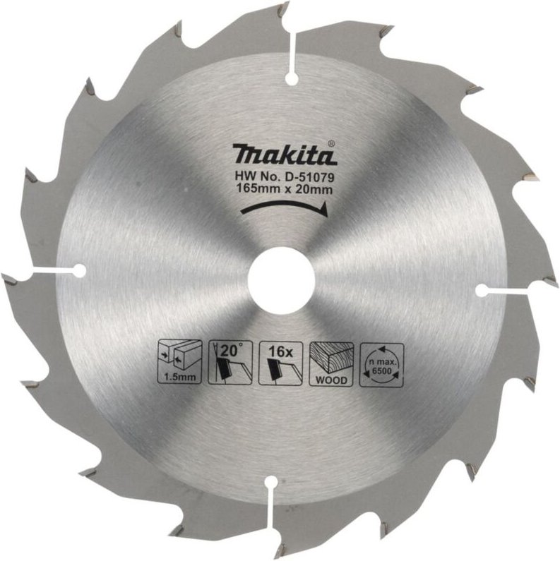 Zubehör - Sägeblatt Holz 165x20 mm, 16 Zähne D-51079 - Makita
