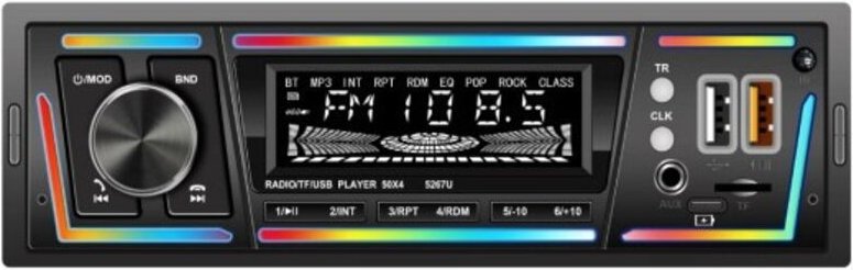 Bluetooth-Autoradio mit RDS, USB-C-Ladeanschluss, verschiedenen Wiedergabemodi, FM/AM-Radio, 1-DIN-Autoradio mit 2