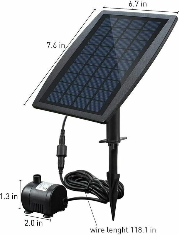 Bürstenlose Solar-Teichwasserpumpe, Solar-Brunnenwasserpumpe mit Solarpanel, 9 V, 2,5 W, 200 l/h.