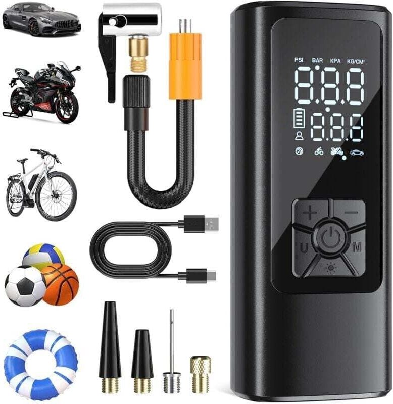 Autoreifenfüller, kabelloser tragbarer Luftkompressor, 150 PSI (10,3 bar), elektrischer Aufpumper, Fahrradpumpe, Schnell...