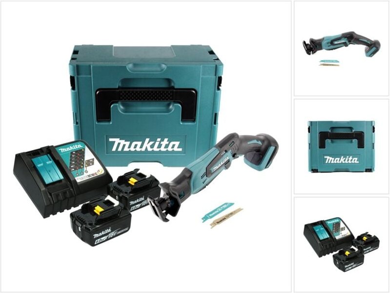Makita - djr 183 rgj Akku Reciprosäge 18 v + 2x Akku 6,0 Ah + Ladegerät + Makpac