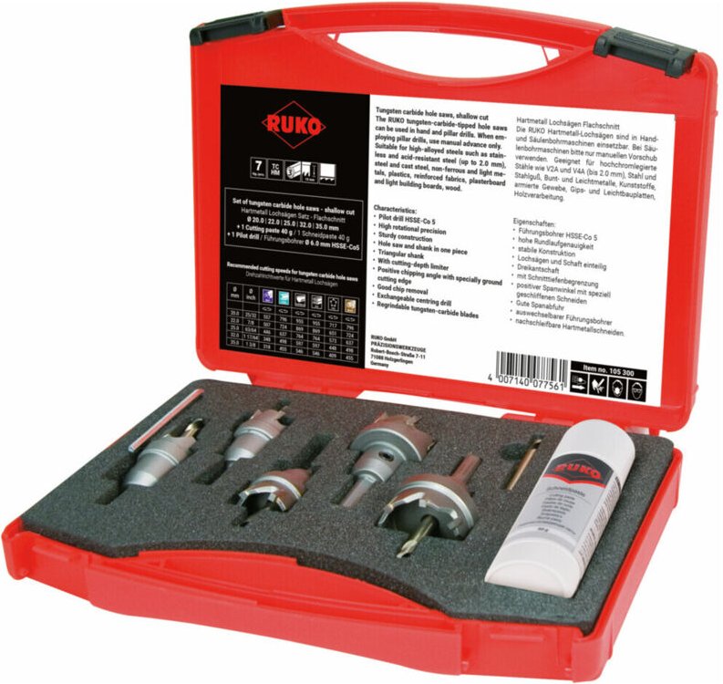 RUKO Hartmetall Lochsägensatz im Kunstoffkoffer