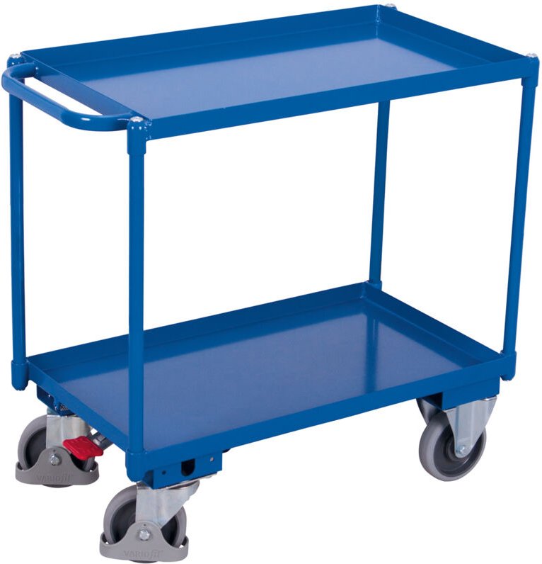 VARIOfit Tischwagen mit Wanne, Schiebegriff und 2 Ladeflächen 995x695mm Anthrazitgrau RAL 7016