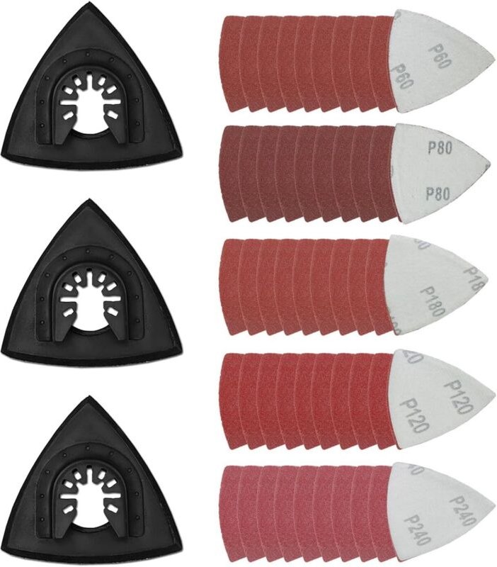 53 Stück Multitool schleifaufsatz Multitool schleifplatte 80mm Fein multimaster schleifplatte Dreieck set mit 60/80/120/...