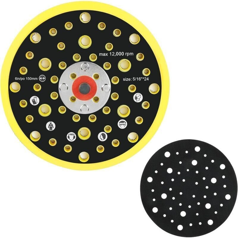 6-Zoll-Schleifteller mit 52 Löchern, kompatibel mit Mirka Deros Abranet Exzenterschleifer – 150-mm-Schleifteller-Set mit...