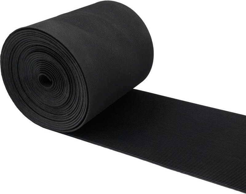 Gummimatte mit Streifen - Meterware - Schwarz - Breite 20 cm - Dicke 3 mm