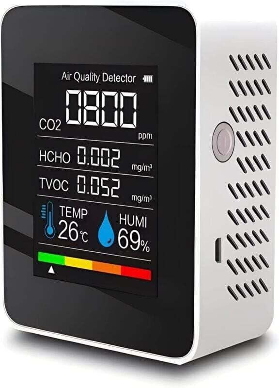 YMYNY 5-in-1-Kohlendioxiddetektor, Raumluftqualitätsmonitor, digitaler CO2-TVOC-HCHO-Temperatur- und Feuchtigkeitsmonito...