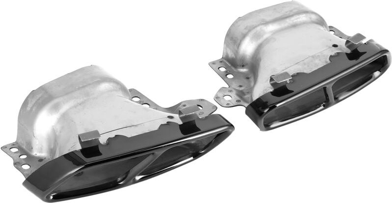 Auspuffblende, 2er Quad Auspuffblenden Edelstahl Ersatz für AMG A45 W176 CLA45 C117 2013-2018(Galvanisieren schwarz)