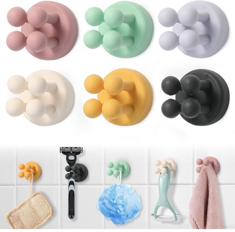 6-teiliges Rasiererhalter-Set, Duschrasiererhalter, wasserdichter Zahnbürstenhalter fürs Badezimmer, selbstklebende Wand...