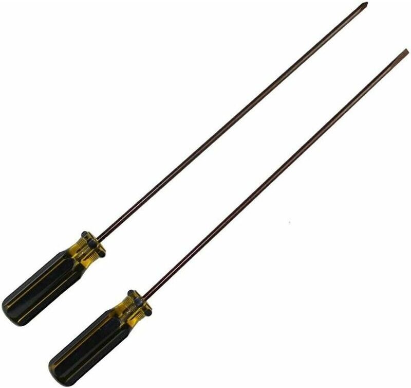 Extra langer 300-mm-Kreuzschlitzschraubendreher mit flacher Klinge, Schlitz- und Kreuzschlitzschraubendreher, 2er-Pack m...