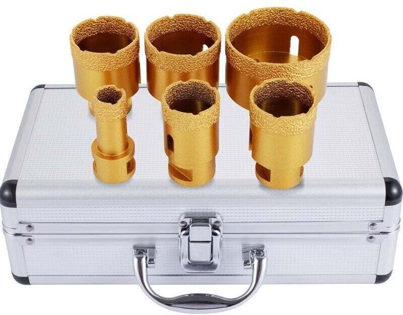 Trockenbohrer-Set mit Diamantbohrern, Lochsägen-Sets 20/35/40/45/50/68 mm, 6-teiliges Set zylindrischer Diamantbohrer mi...