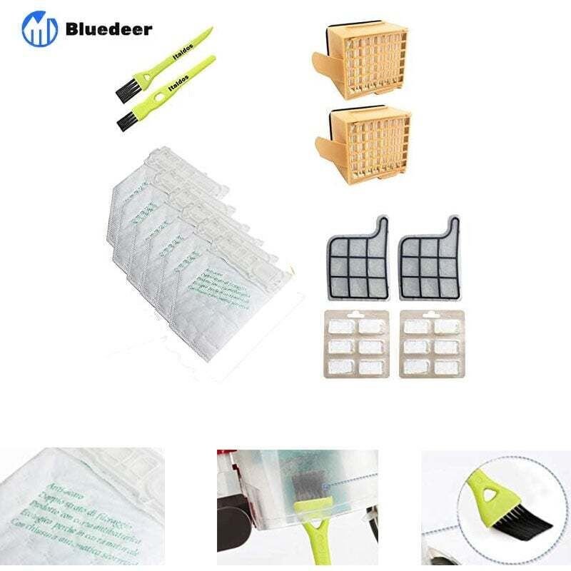 Staubsaugerbeutel-Set kompatibel mit Vorwerk Kobold VK135/VK136 – 6 Beutel + 2 Filter + 12 Duftstoffe – Bluedeer