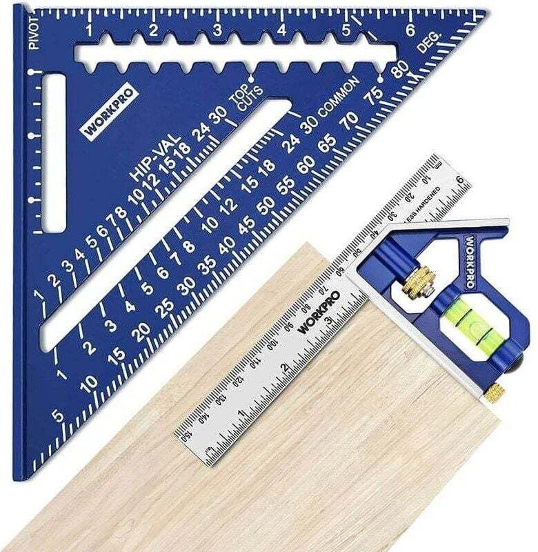180-mm-Winkelmesser und 150-mm-Kombinationswinkelmesser, Kombinationswinkel mit Edelstahl-Wasserwaage, Winkelwerkzeug-Se...