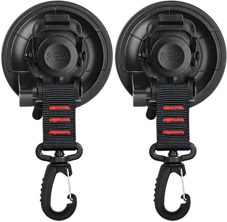 2 Saugnapf-Anker mit 360° drehbarer Klettverschlussschlaufe, Saugnapf-Befestigungshaken für Autozelte, Auto-Saugnapfhake...