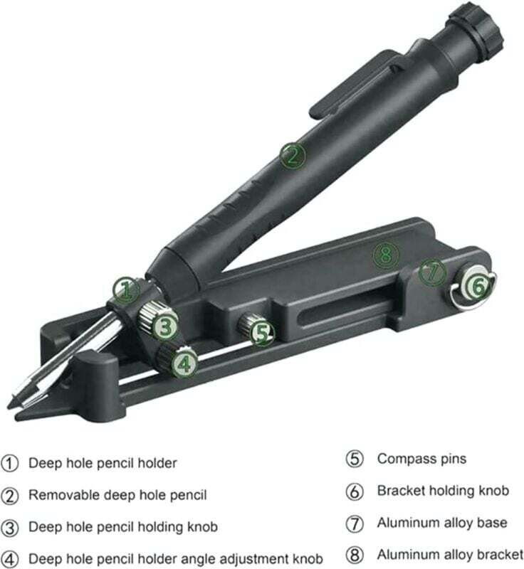 Outil de Traçage Multifonction en Alliage d'Aluminium Flexible Antirouille pour Construction Noir