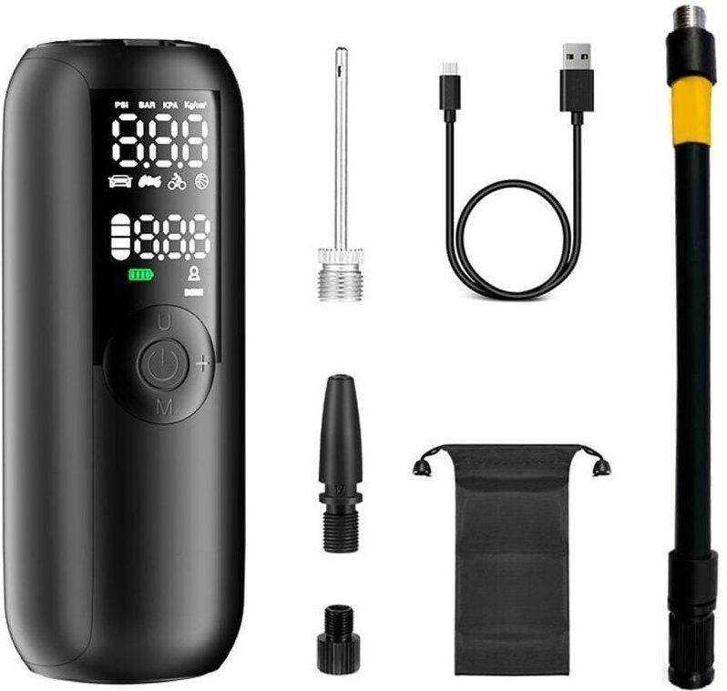 Autoreifenfüller, 150-PSI-Fahrradpumpe, tragbarer Luftkompressor für Autos und Fahrräder, automatische Abschaltung mit V...