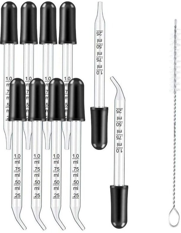 Glaspipetten, kalibrierte Glaspipetten mit geraden und abgewinkelten Spitzen, graduierte Glaspipette (1 ml), mit Reinigu...