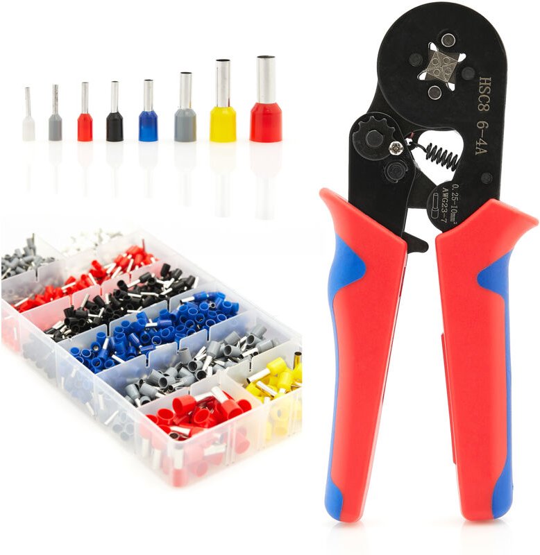 Aderendhülsen-Crimper + 1200 isolierte Aderendhülsen