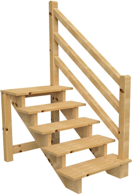 Terrassentreppe VENEZIA mit Treppengeländer rechts, 5 Stufen, H88cm B120cm, ohne Setzstzufen