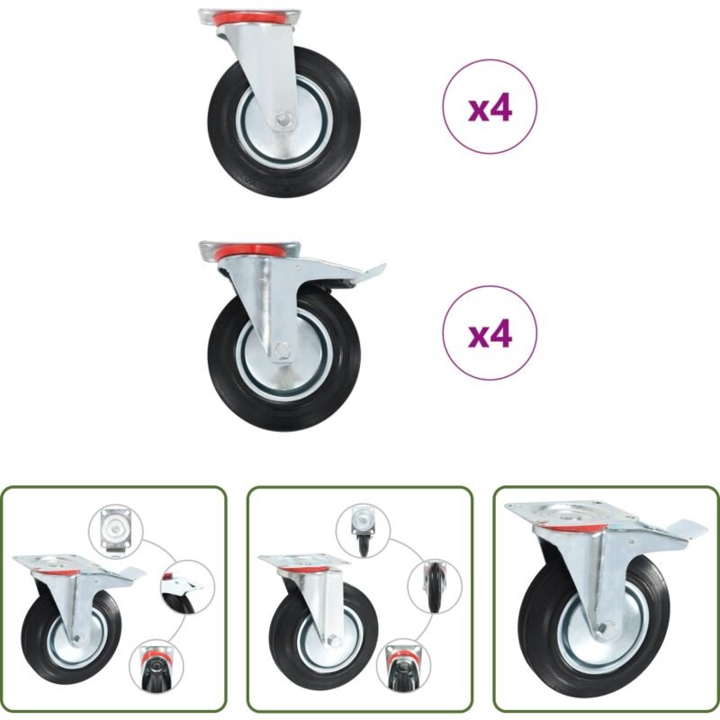 Lenkrolle 200 mm - 8 Stk. Lenkrollen 200 mm