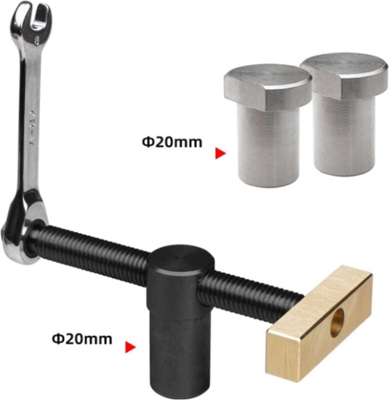 1er Set Schraubstock mit 2 Bankhaken, Zimmermannszwinge für 20 mm Banklöcher, Positionier-Schraubstockzwinge, verstellba...