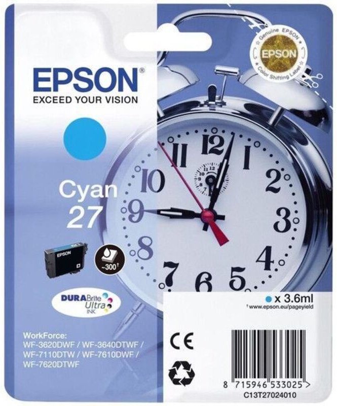 Epson C13T27024012 Druckerpatrone 27 cyan DURABrite Ultra Ink (C13T27024012)
