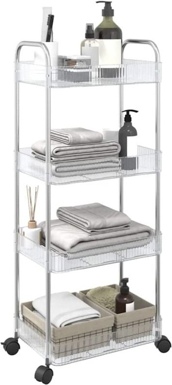 Aufbewahrungswagen 4 Etagen Transparent 37x28x95 cm Acryl Vidaxl