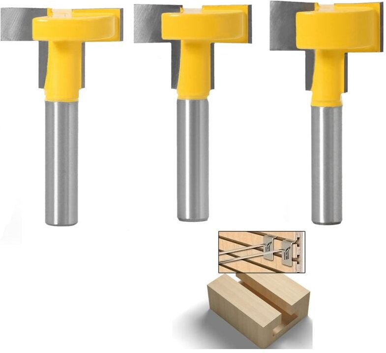 3er-Pack 8-mm-T-Nut-Fräser, T-Schienen-Fräser, gelber Klingenfräser