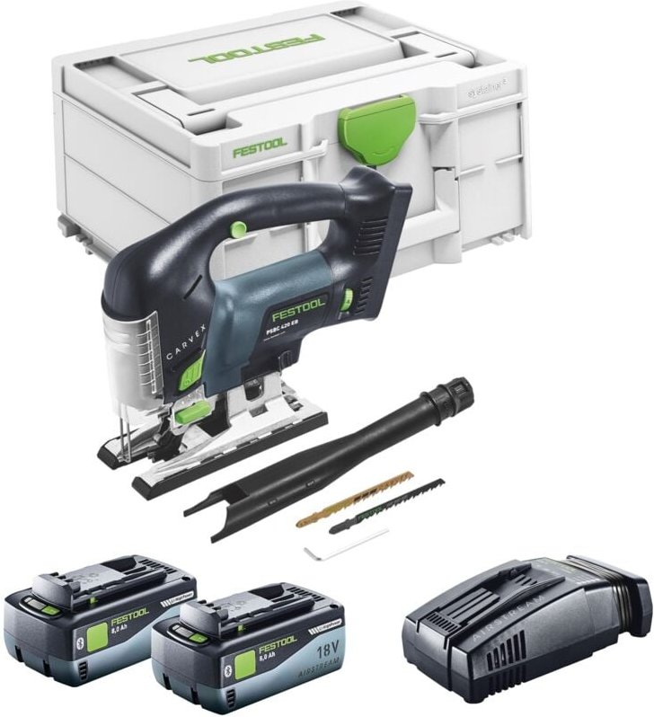 Carvex psbc 420 EB-Basic Akku Pendelstichsäge 18 v 120 mm Brushless + 2x Akku 8,0 Ah + Schnellladegerät + Systainer - Fe...