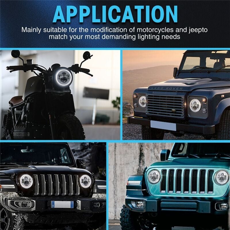 Tlily - 7--LED-Scheinwerfer, Fern- und Abblendlichtprojektor Gelb + für Road Street Glide Ultra Classic V-Star 1100