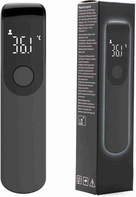 Schwarzes Mini-Stirnthermometer, tragbares, kontaktloses Infrarot-Thermometer für Zuhause