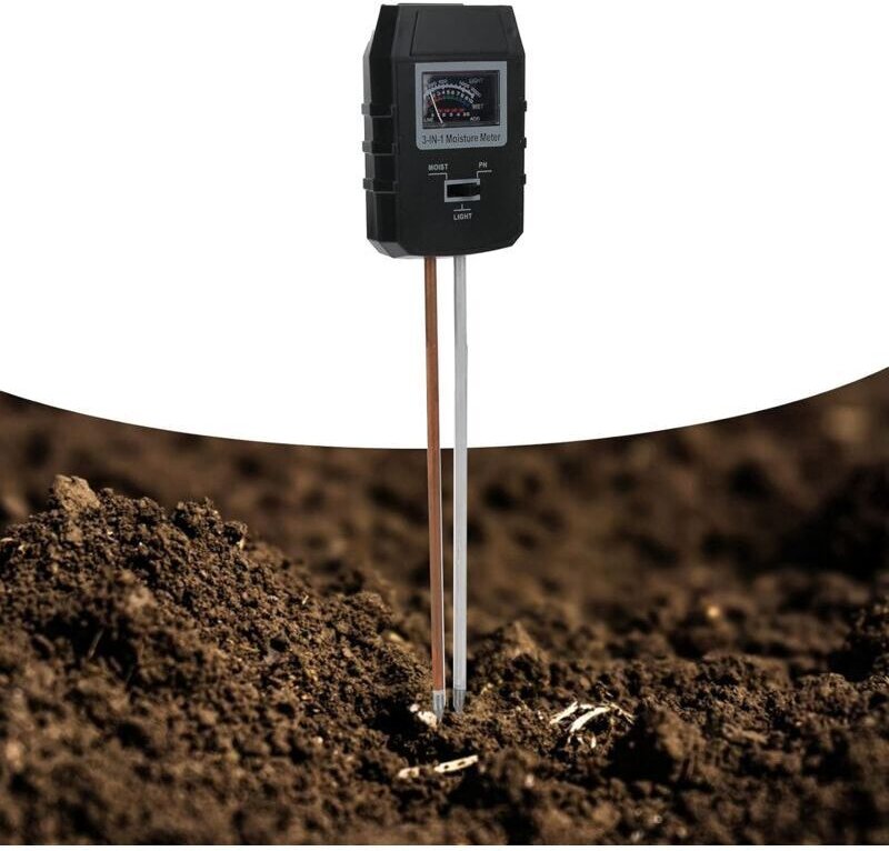 Bodenfeuchtigkeitsmesser (28 × 6 × 6 cm), multifunktionales Feuchtigkeitsmessgerät, pH-Meter, Lichttester, Pflanzenwasse...