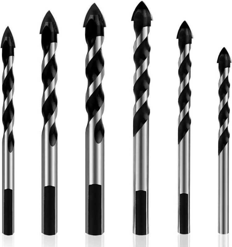 Set mit 12 Exzenterbohrern 3/3/4/4/5/5/6/6/8/8/10/12 mm – 4-schneidige Hartmetallbohrer – Beton, Glas, Keramik, Holz, Me...