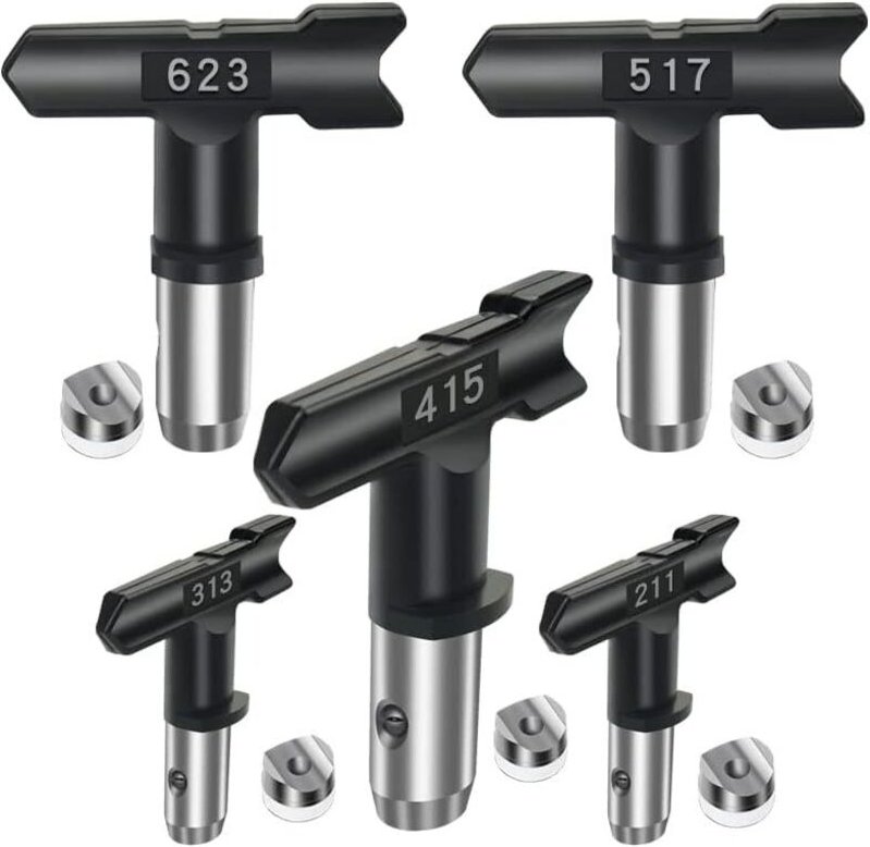 Zubehör für Airless-Spritzgeräte, umkehrbarer Sprühkopf, 5 Airless-Düsen für Airless-Farbspritzpistolen und Airless-Spri...